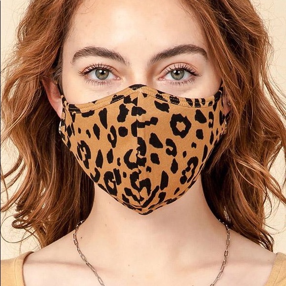 2 Solid + Leopard Print Face Mask Pack - Picture 3 of 6
